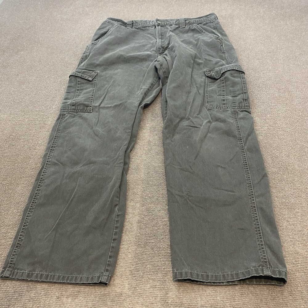 Wrangler Authentic Cargo Pants Mens 36 Fits 35x30 Gray ZM6LGOD Workwear Grunge