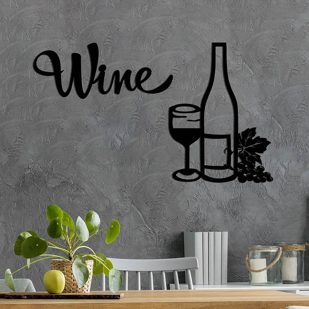 Black Metal Modern Wall-Mounted Wine Bottle Door Decor
