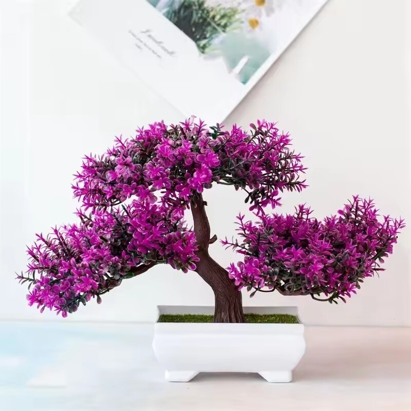 Artificial Plants Bonsai Small Tree Pot Fake Plant Flowers Potted Ornament