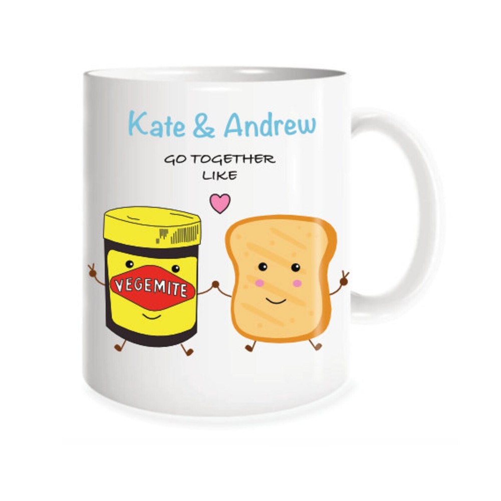 Personalised Couple Mug We Go Together Like Vegemite And Toast Perfect Pair