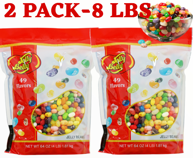 Jelly Belly Gourmet Jelly Beans 2-Pack 49 Flavors 8LBS Total 64OZ per Bag