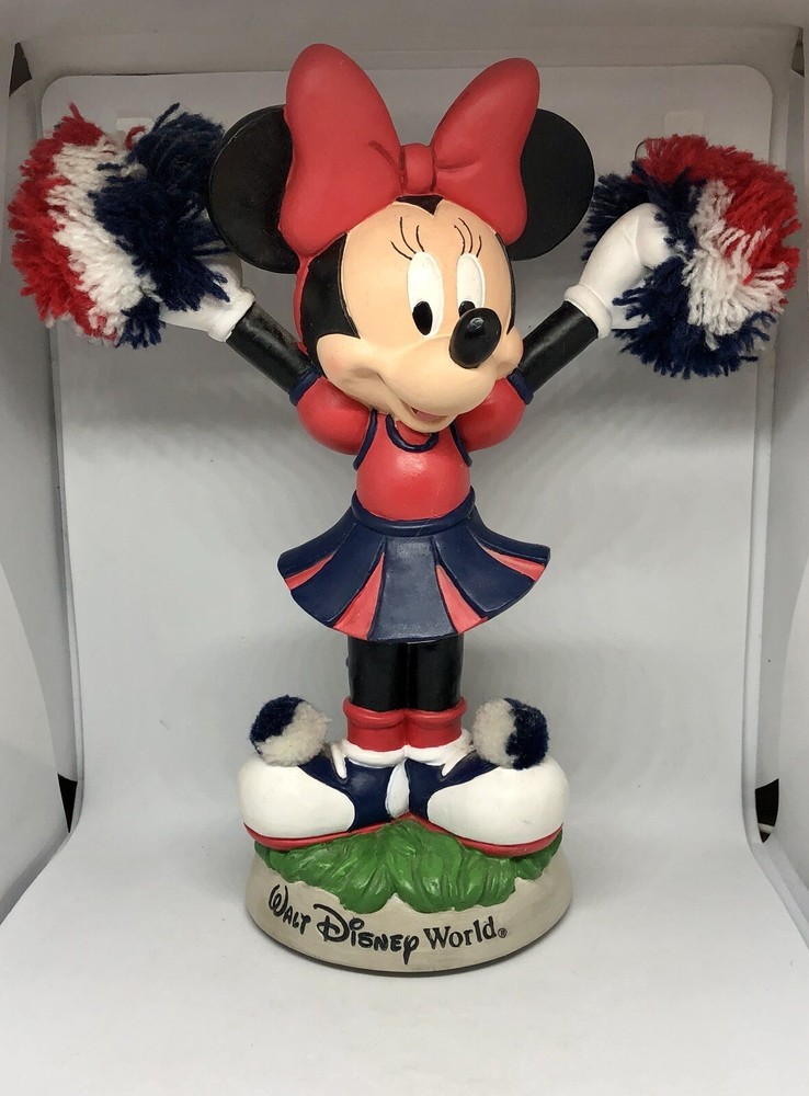 Minnie Mouse Cheerleader Bobblehead Figurine 9 Inch with Pom Poms