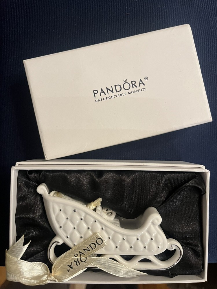 PANDORA 2014 Holiday Sleigh Porcelain Christmas Ornament A32 New in Box