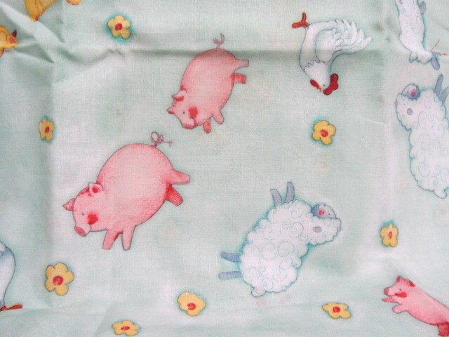 Steele Creek Studios Pastel Farmhouse Animal Toss Cotton Fabric 1/2 Yard  