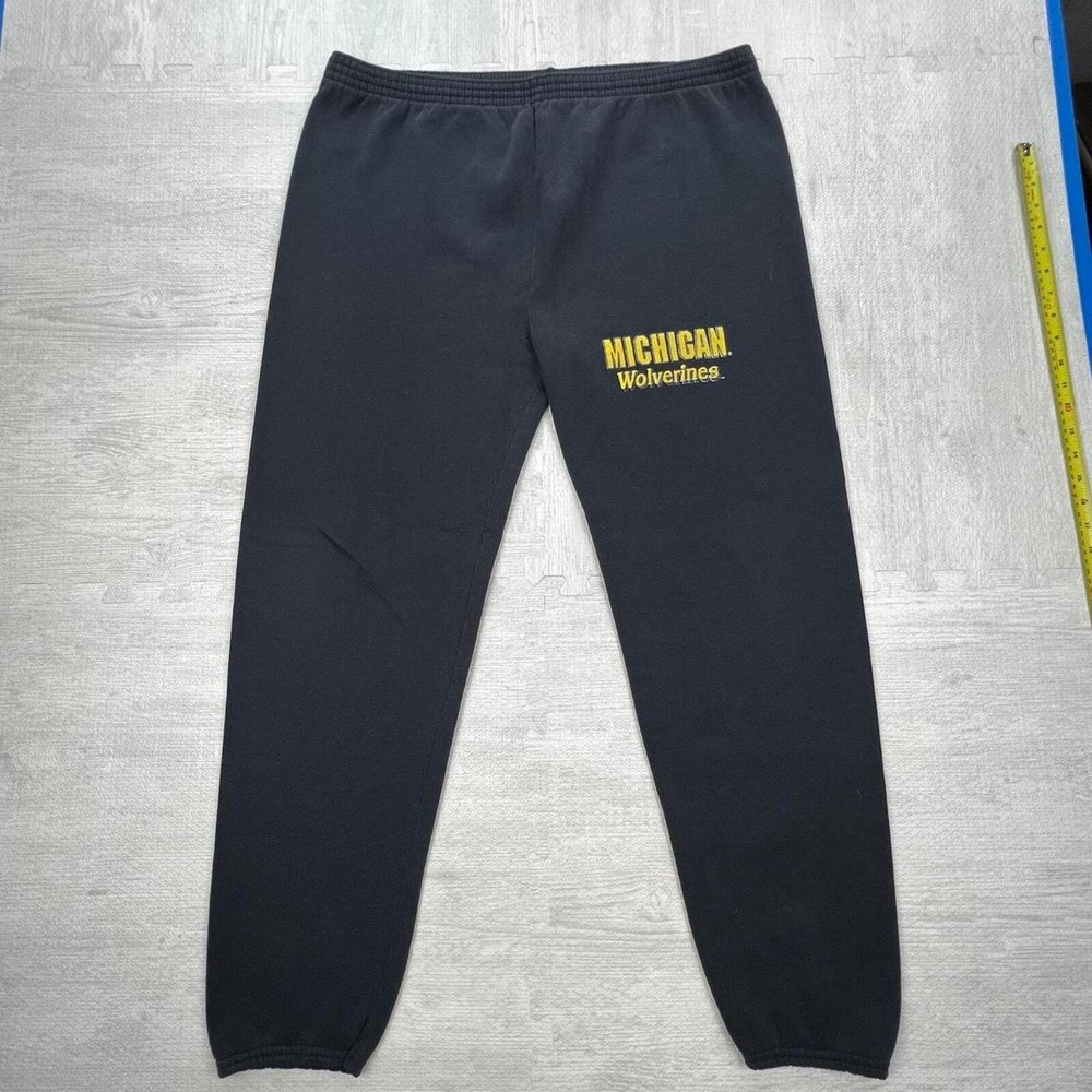 Vintage 90s Michigan Wolverines Sweatpants Size: XL Black Yellow NCAA College
