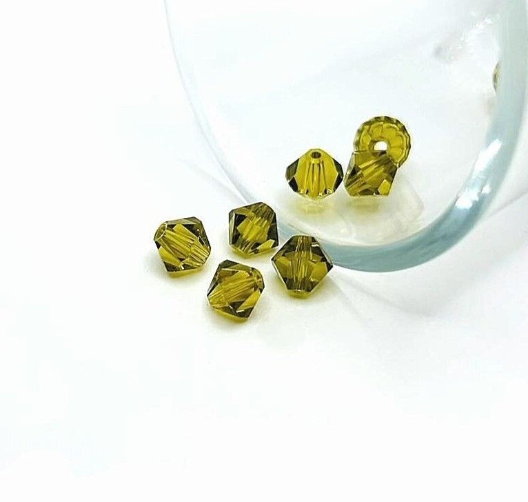 4, 20 or 50 BULK pcs 6mm Bicone Bead Olive Yellow Green -US Seller- OG948