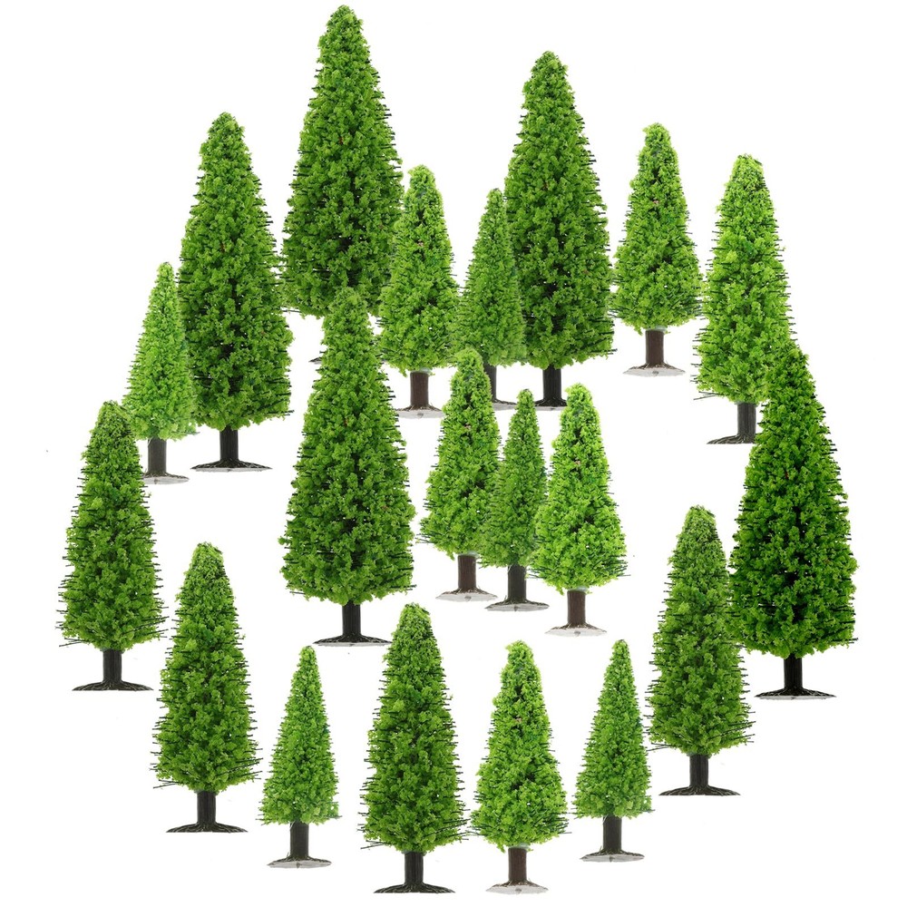 20Pcs Light Green Pine Tree Model, Miniature Garden Tree Mini Plant Ornament ...