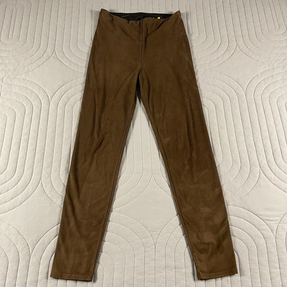 Lysse Rue Faux Leather Leggings Women’s Size M Pull On Tummy Smoothing Brown