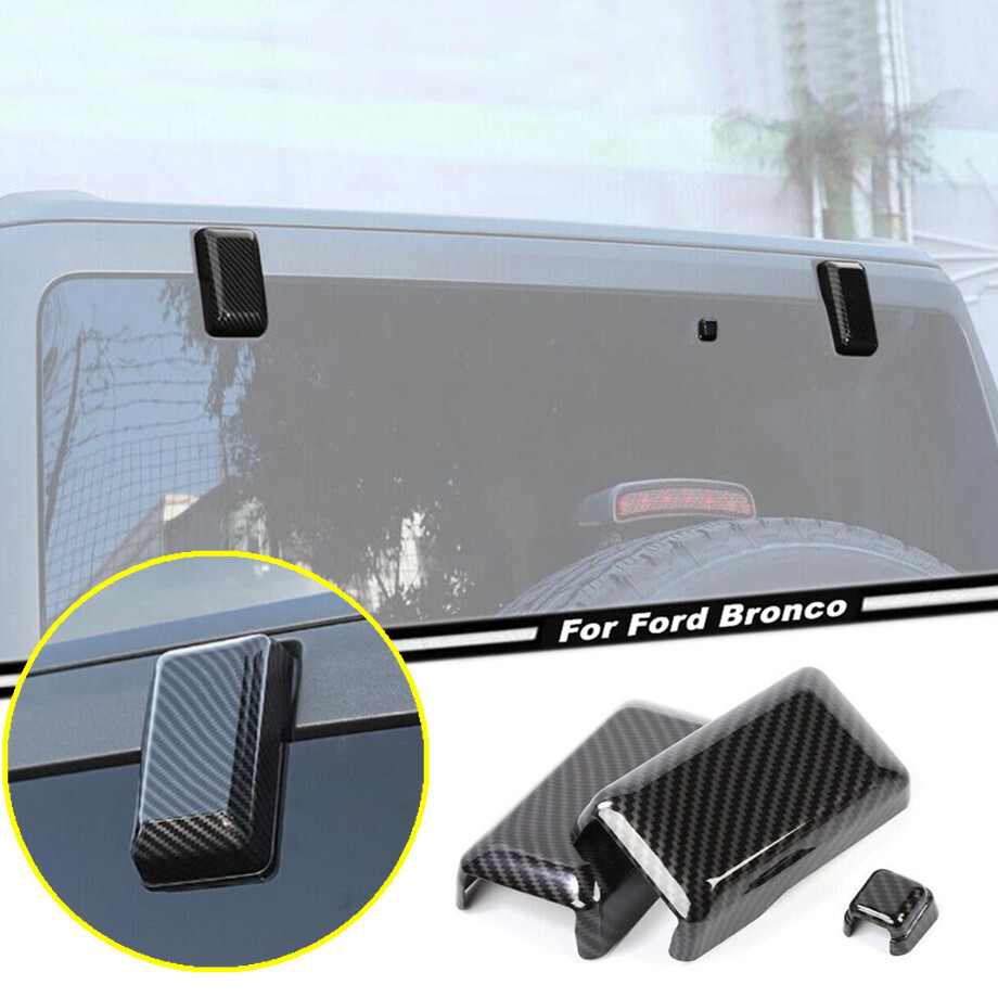 For 2021-2024 Ford Bronco Carbon Tailgate Window Liftgate Glass Hinge Cover Trim