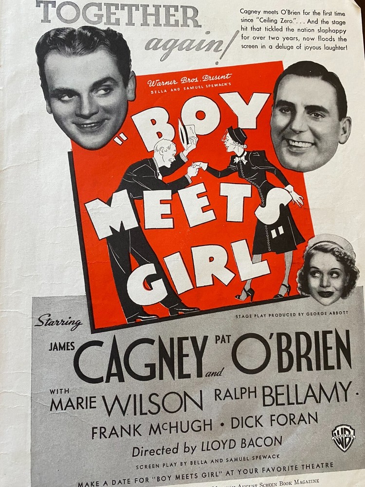 Boy Meets Girl, James Cagney, Pat O'Brien, Full Page Vintage Promotional Ad