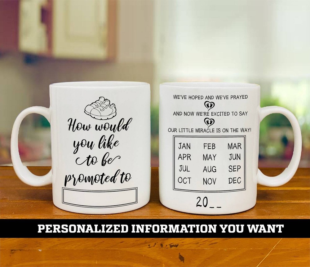 Pregnancy Announcement Mug Baby Surprise Having Birth Reveal Get Promoted To