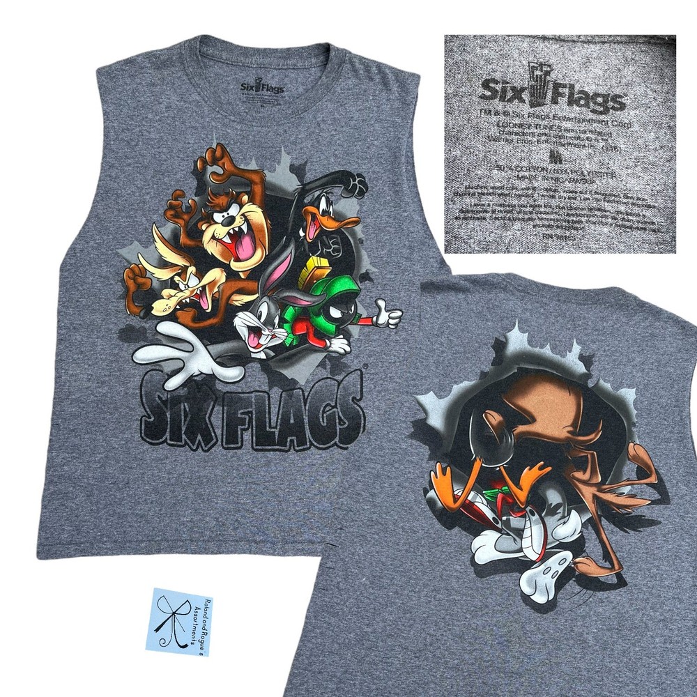Warner Bros Looney Tunes Six Flags 2015 Kids Sleeveless Shirt Size M