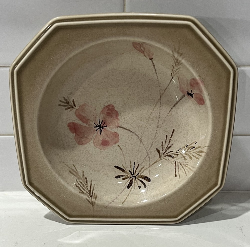 Vintage 1986 Mikasa DS803 Floral Rimmed Soup Bowl Light Brown