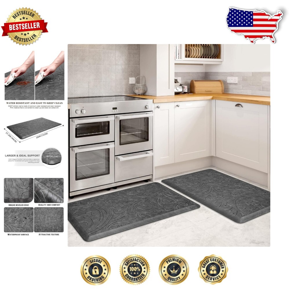 2 Pack Non-Slip PVC Comfort Mats - Perfect for Kitchen & Laundry Areas 17.3”x28”