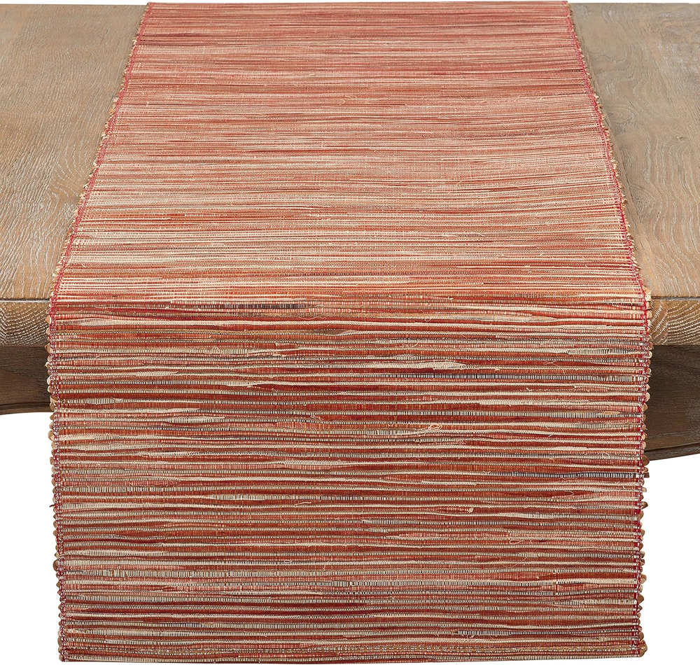 217.RU1454B Melaya Collection Woven Water Hyacinth Table Runner with Shimmering Nubby Texture