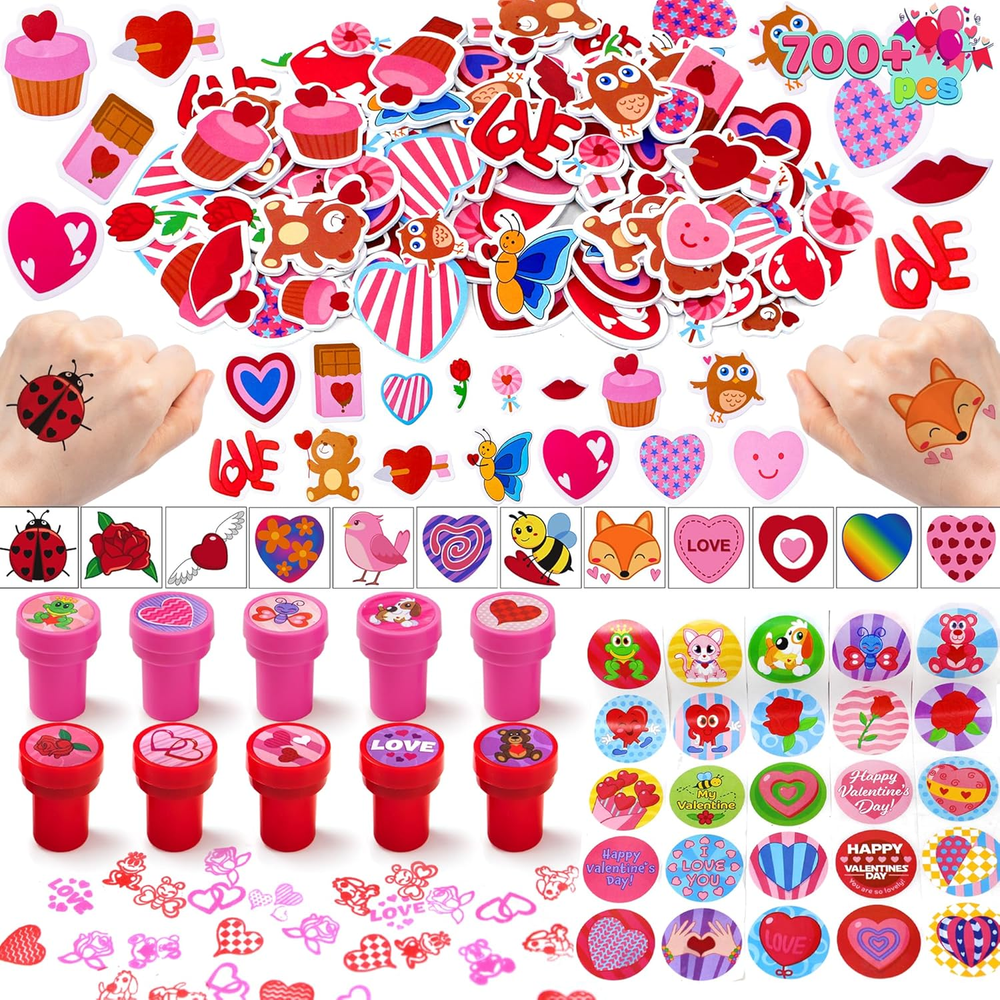 700-Piece Valentine's Day Craft Kit with Foam Stickers for Kids Party Favors