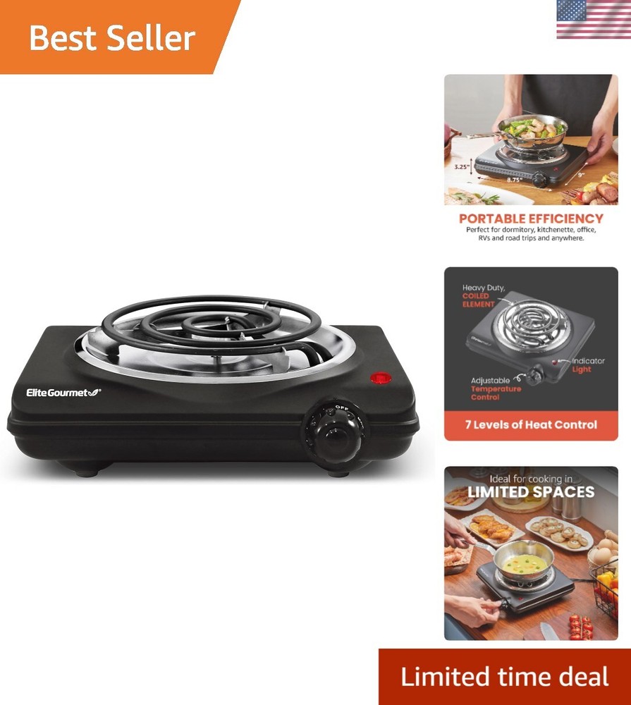 Electric Hot Plate with Easy Clean Drip Pan - Compact & Safe Cooking Solution