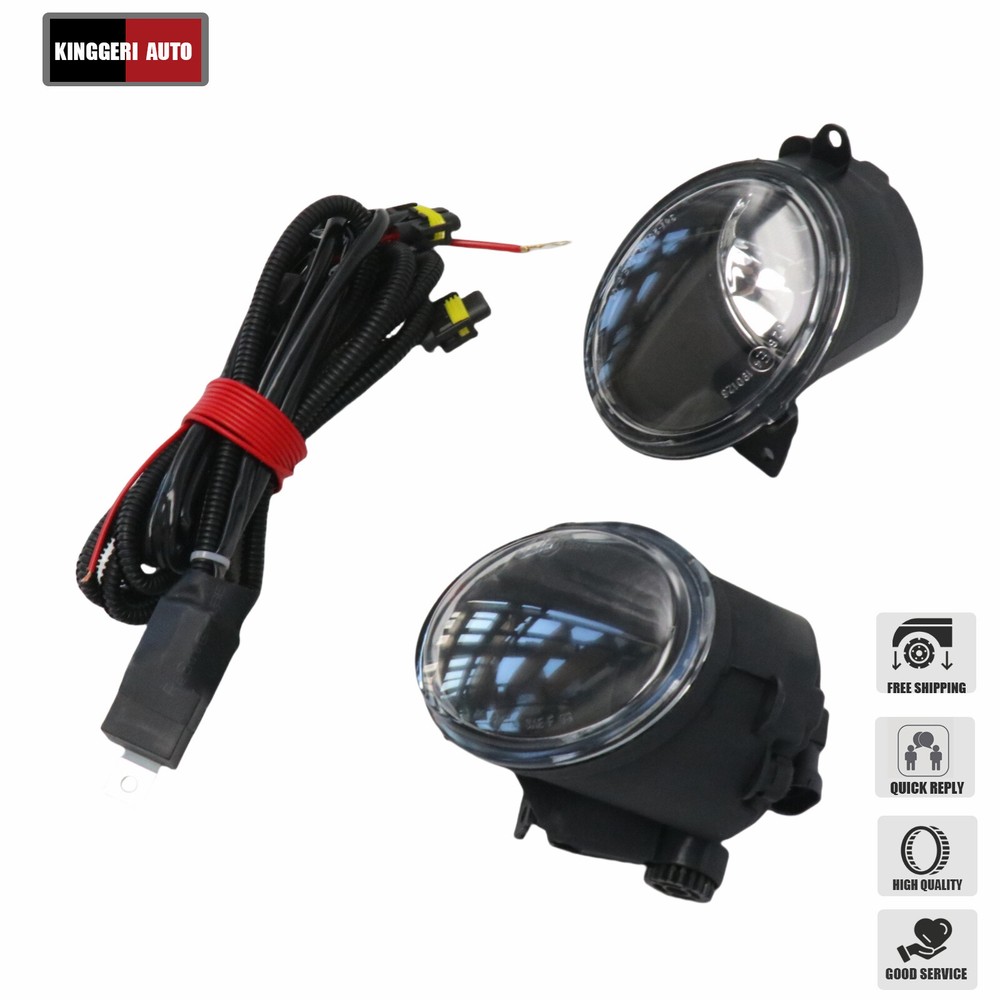 2* For VW Beetle 2006-2010 Clear Lens Fog Light W/ Wiring Harness & bulbs