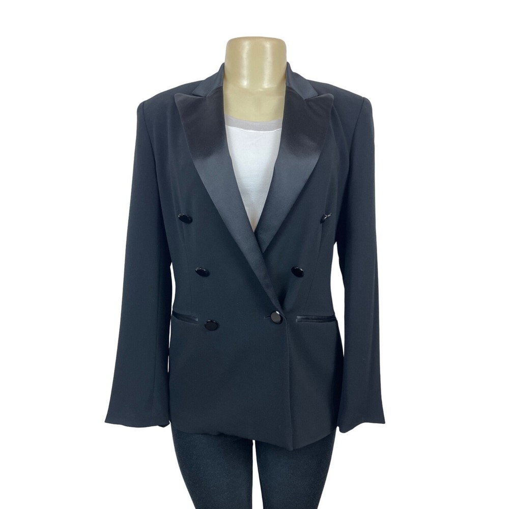 Ralph Lauren Women's Black Double Breasted Peak Lapel Blazer Sz 6