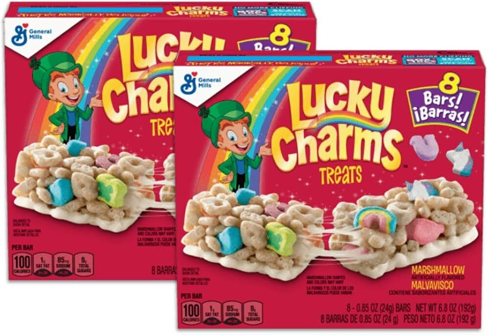 Lucky Charms Treats Marshmallow Flavored Cereal Bars - 2 Boxes (16 Bars)
