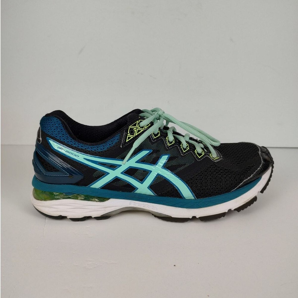Asics Womens GT 2000 T656N Black/ Teal Running Shoes Lace Up Low Top Size 10