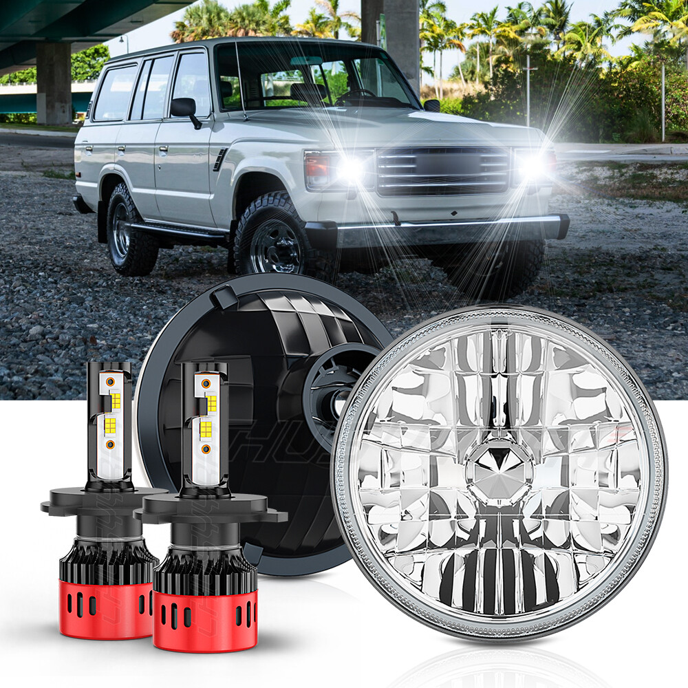 7inch Round LED Headlights Hi/Lo Sealed Beam For Toyota Land Cruiser 1979-1987
