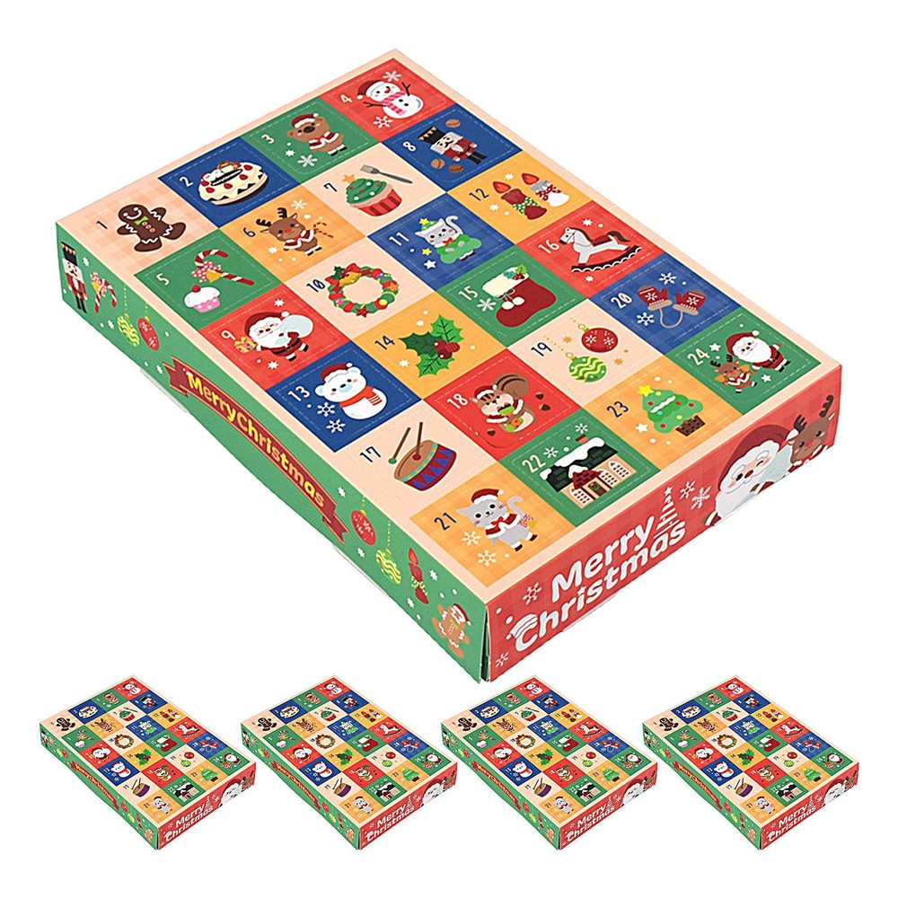 5PCS Christmas D-I-Y Arrival Calendar Gift Box 24 Grid Calendar Fun Hole Box