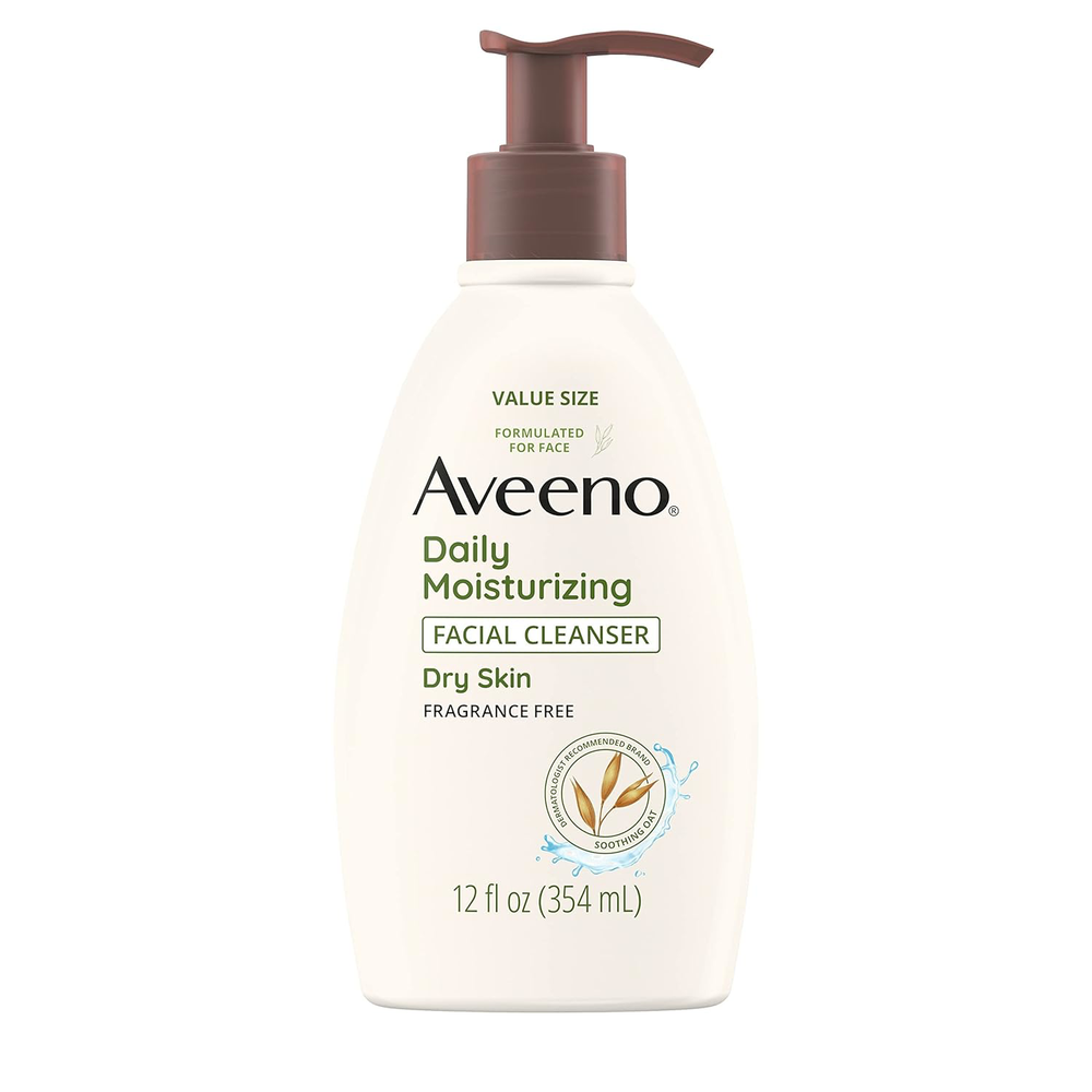 Aveeno Daily Moisturizing Facial Cleanser 12 FL OZ for Dry Skin, Fragrance Free