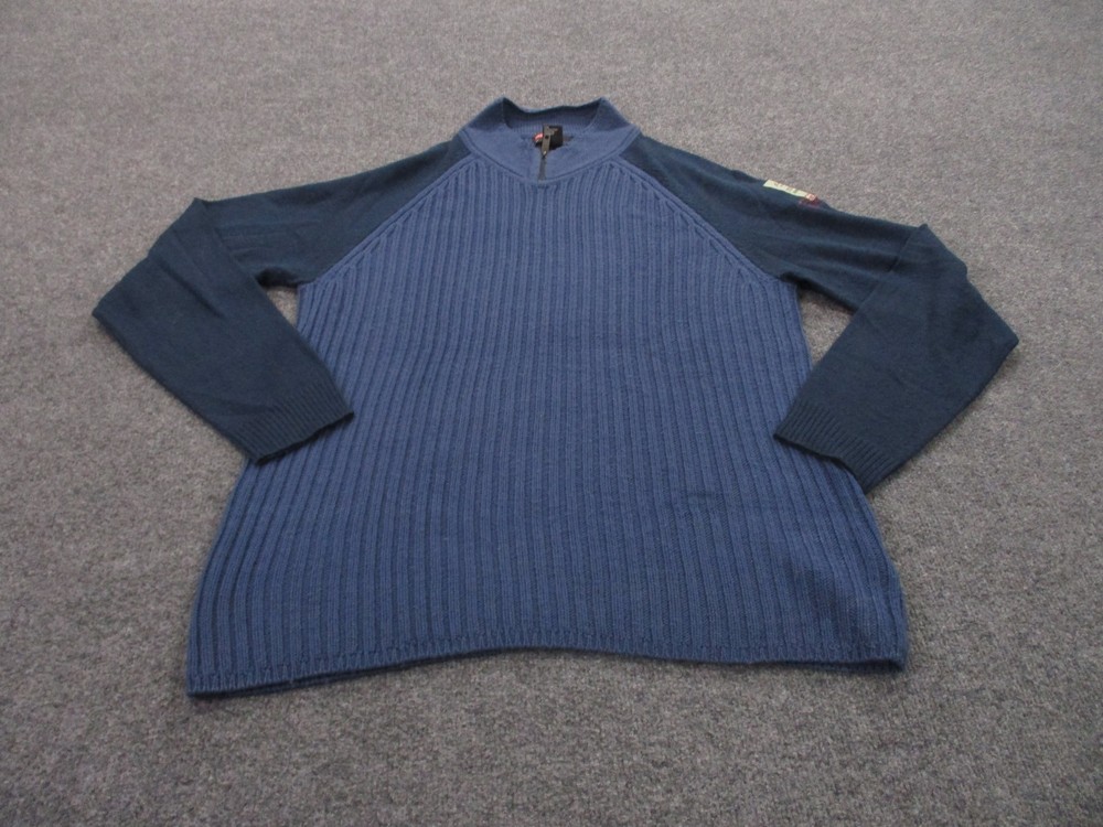Vintage Diesel Sweater Mens XL Blue Acrylic Wool Jumper Ribbed Casual Pullover