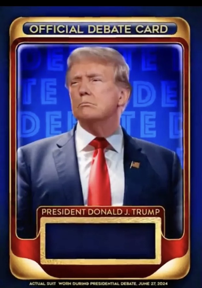 PRESALE Official Collect Trump Trading Card Physical w/ Piece Debate Suit Relic-image