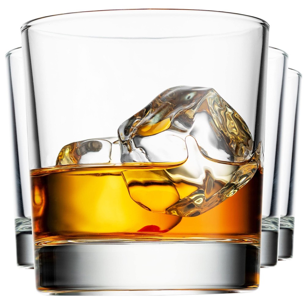 Italian Crafted Old Fashioned Whiskey Glasses – Heavy Duty Glass Cups for Bourbon & Cocktails
