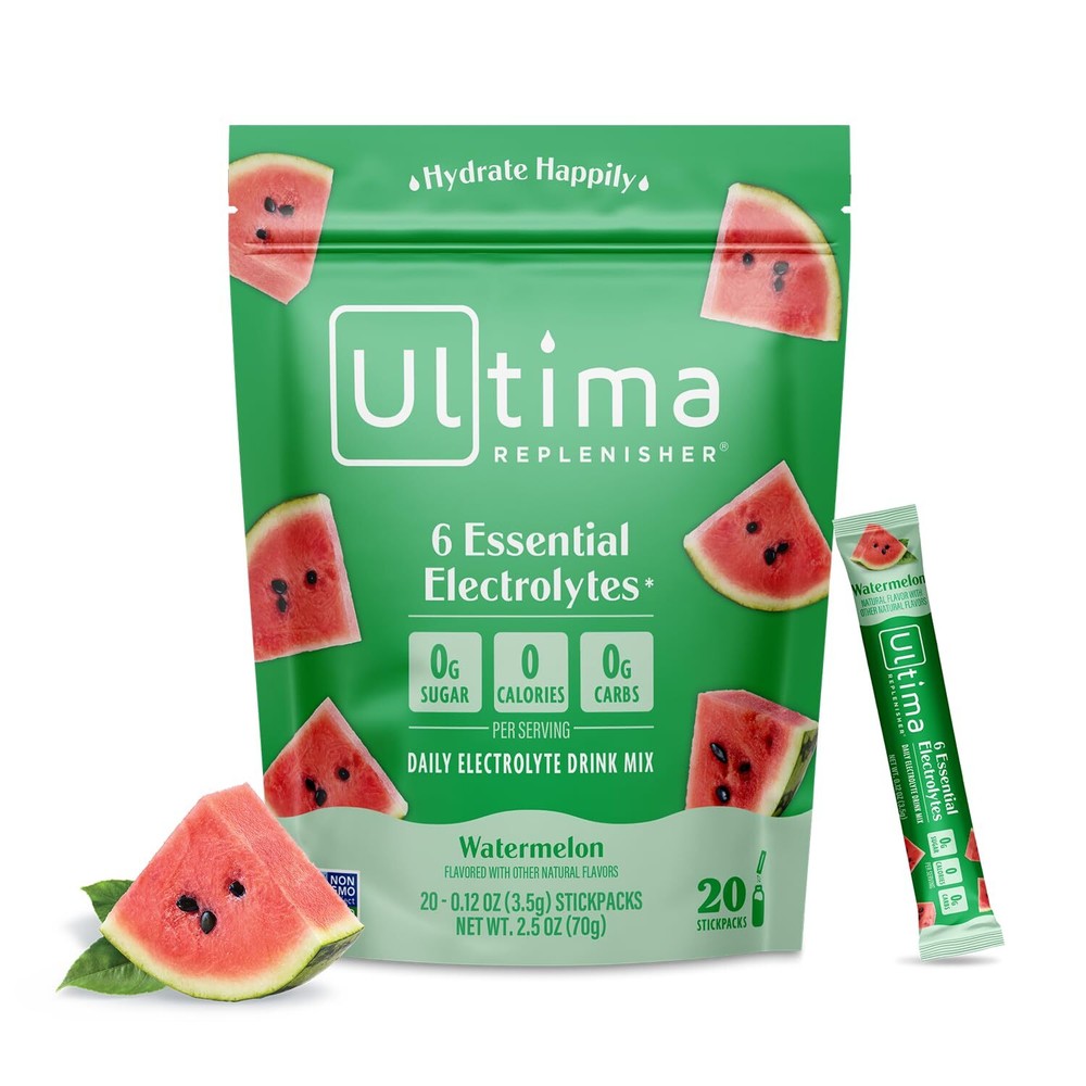 Watermelon Electrolyte Drink Mix Sticks – 20 Hydration Packets with Essential Minerals