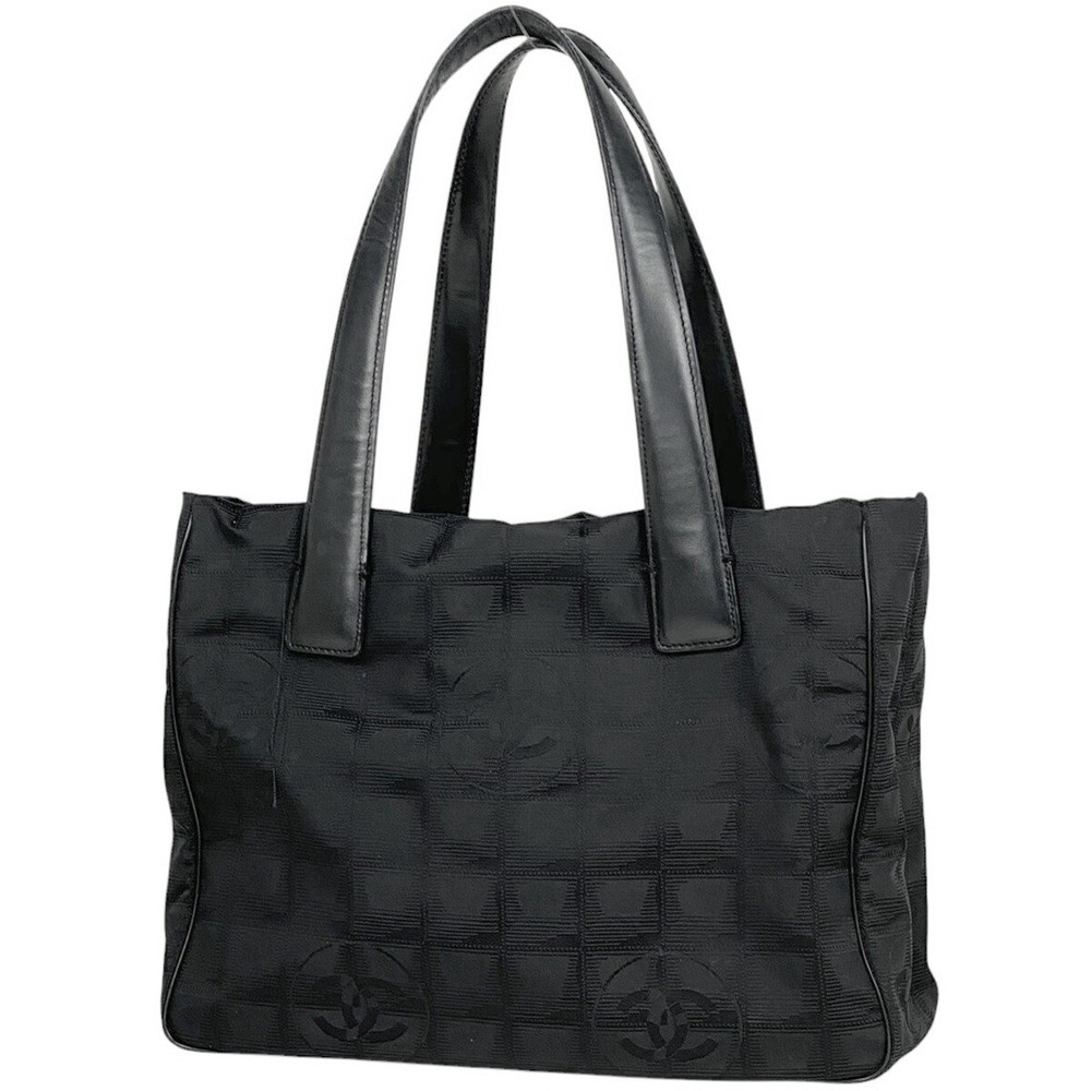Chanel Travel Line Tote PM Black Nylon Jacquard Women Handbag