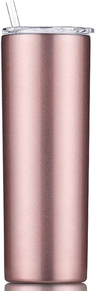 Slim 18/8 Stainless Steel Double Wall Vacuum Tumbler with Lid and Straw
