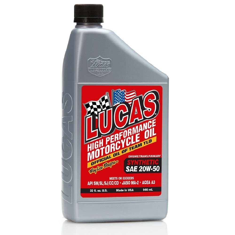 Lucas Oil 10702 SAE 20W-50 Synthetic Motorcycle - 1  Quart Bottle,