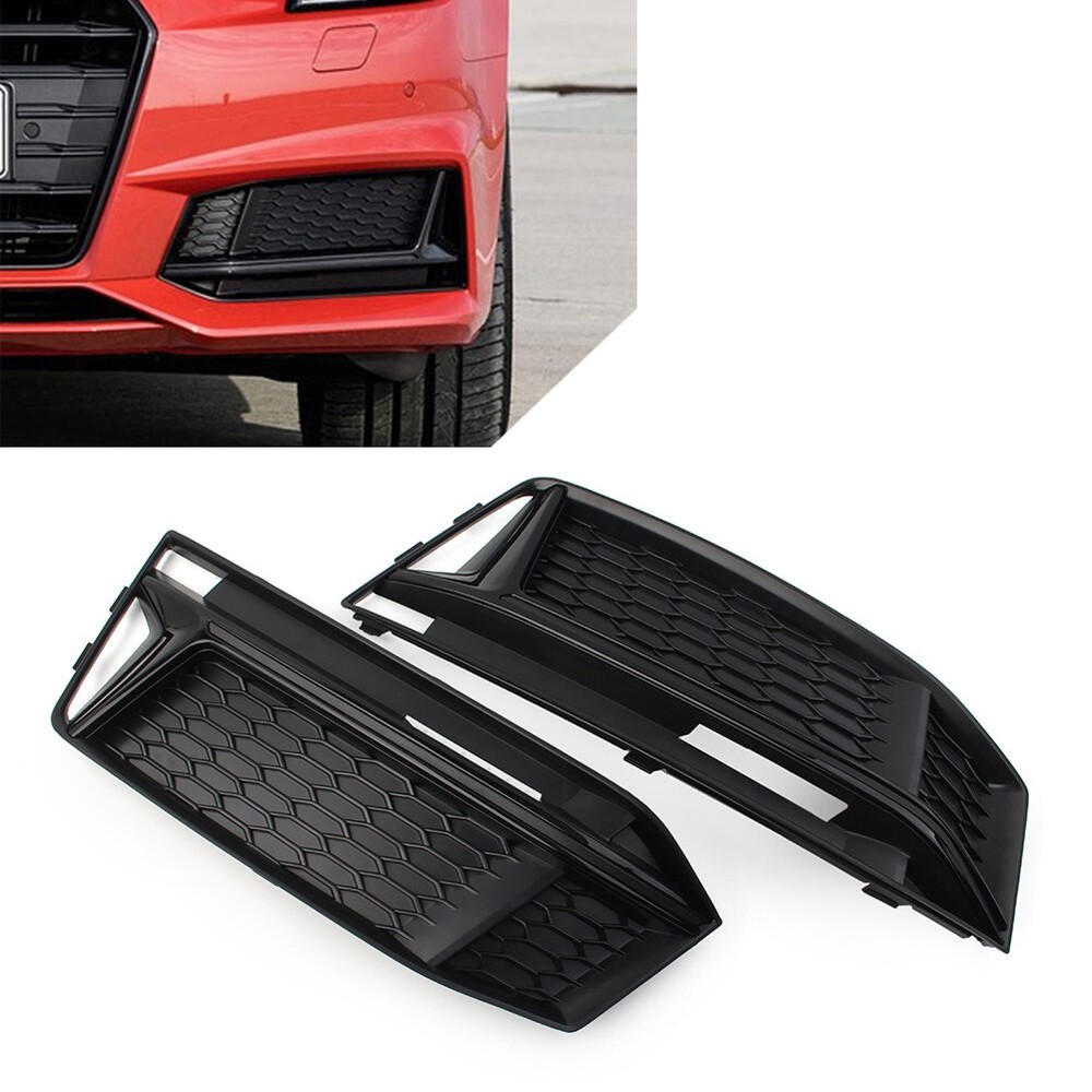 For Audi A4 B9 S-Line S4 2016-2018 Front Bumper Honeycomb Fog Light Grille Cover