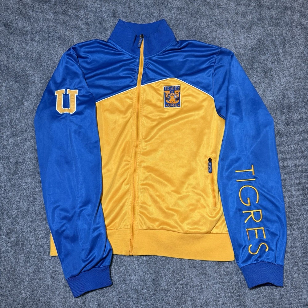 Tigres UANL Soccer Sweater Quarter 1/4 Zip 'TIGRES' Spellout Size XL Blue Yellow