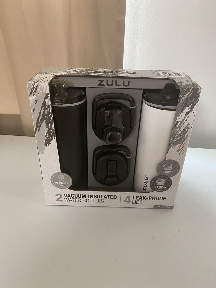 ZULU 2 Pack Vacuum Insulated Brand New Stainless Steel Water Bottles 24oz Each