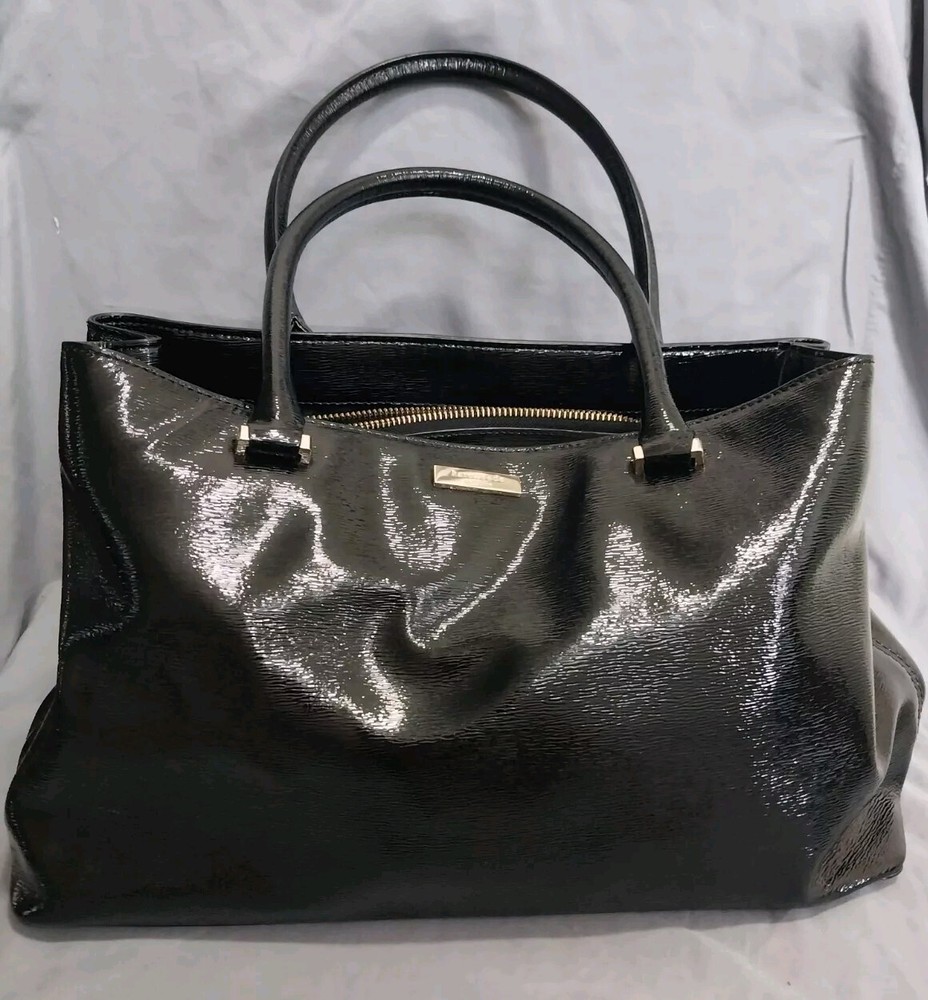 KATE SPADE Bixby Place Elena Satchel Black Patent Saffiano Leather Perfect Cond