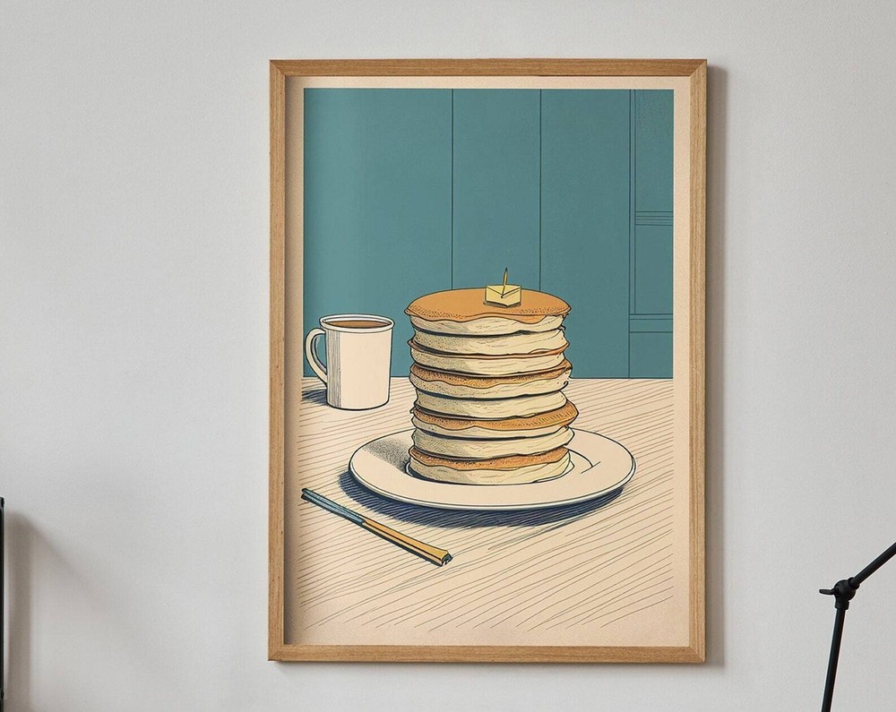 Retro Style Pancake Painting Artwork Print At Home Wall Art Wall Art Print