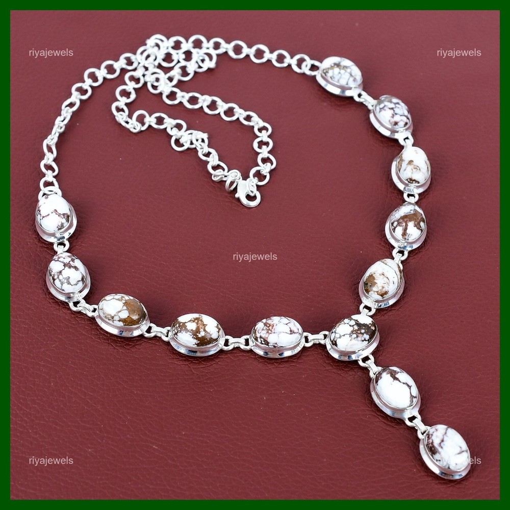 Mothers day Sale Wild Horse Magnesite Gemstone Chain Necklace Sterling Silver-image