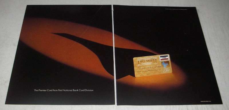 1988 First National Bank Premier Visa Card Vintage Advertisement