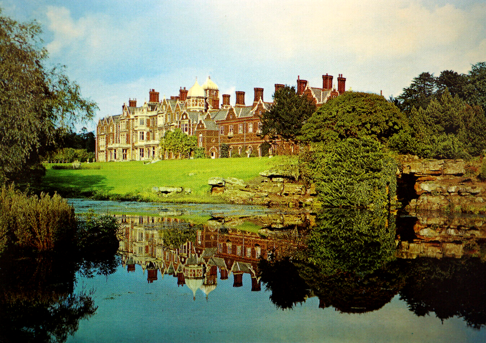 Postcard Sandringham House Lake Norfolk England Royal Residence Charles III RPPC