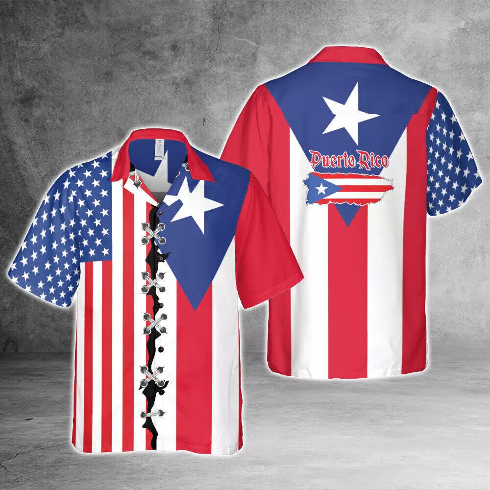 Puerto Rico Flag 3D All Over Print Hawaiian Shirt Size S 5XL For Men Women