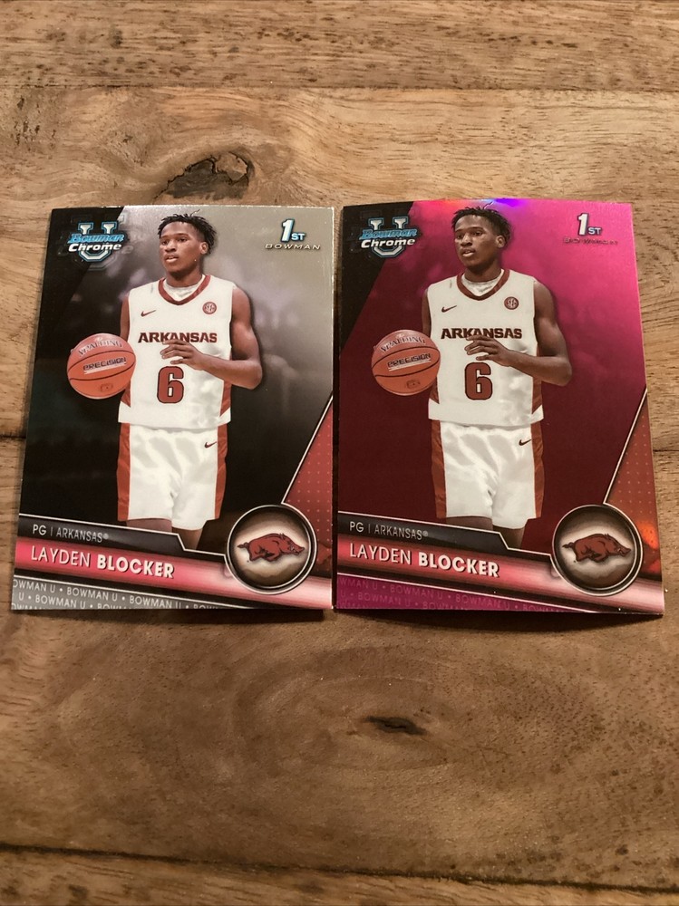 2023-24 Bowman U Layden Blocker RC Bowman Pink Refractor Arkansas Razorbacks💥🔥