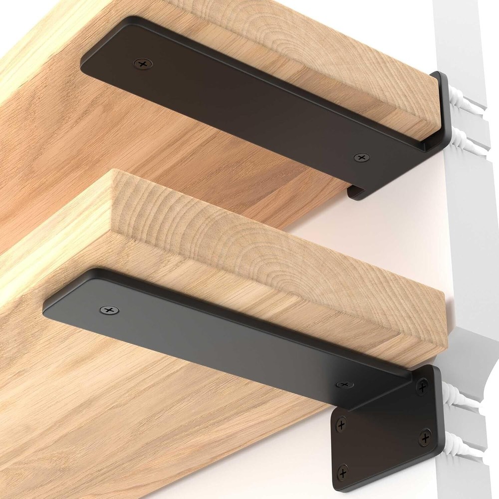 6 Pack Heavy Duty 6 Inch Floating Shelf Brackets 1/4 Inch Thick Rustic Industrial Style