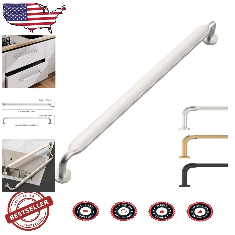 Elegant 10-Pack Brushed Nickel Cabinet Pulls - 7.5 Inch Versatile Modern Design