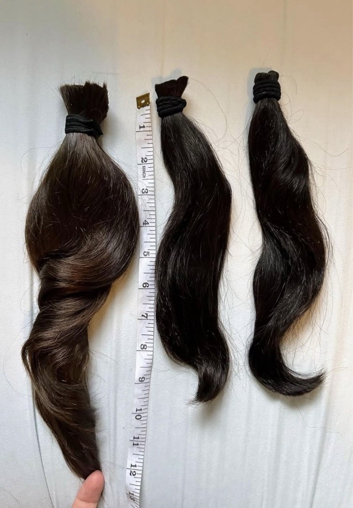 HUMAN Virgin  HAIR THREE  PONYTAILS Between 10 and 13 IN Long .
