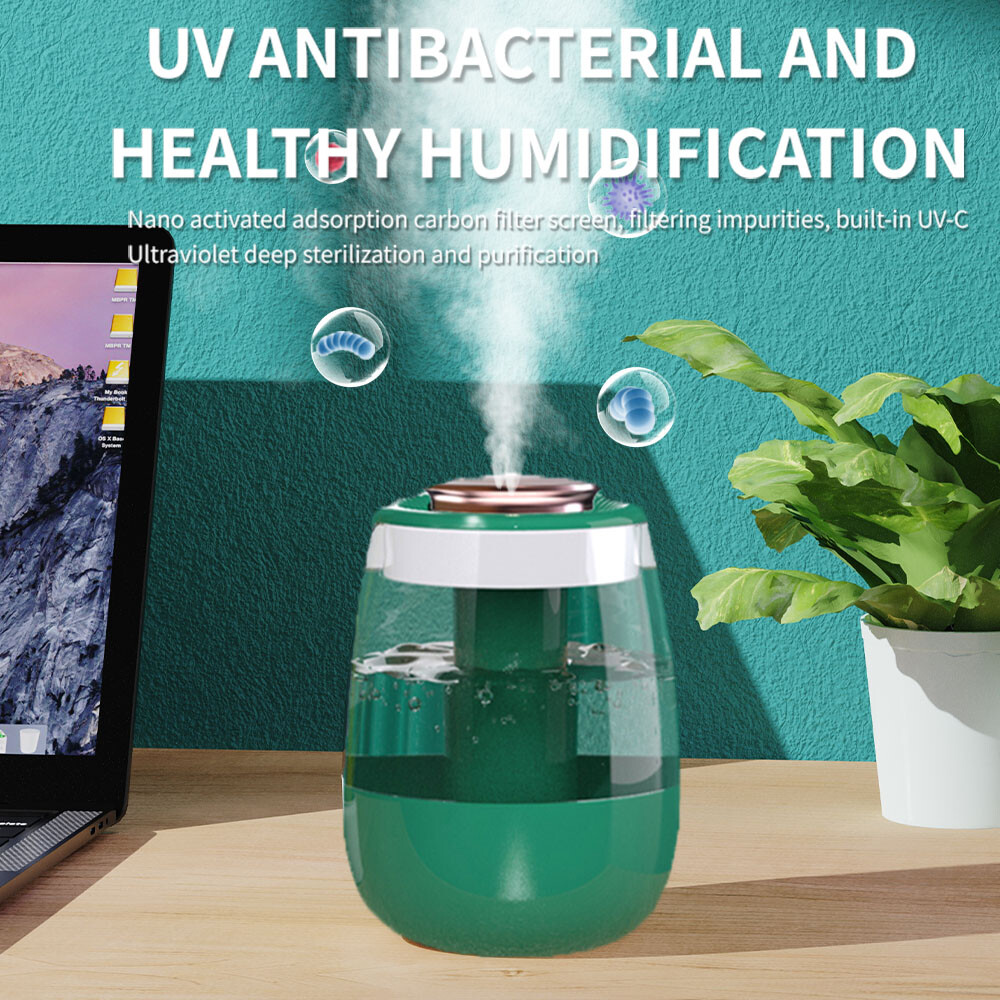 360° Wide 1500ML Humidifier: 280ml/h,Quiet Operation,Night Light & 3 Modes