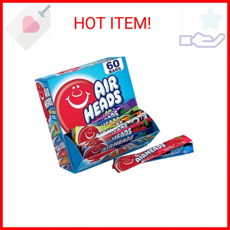 Airheads Chewy Fruit Taffy Candy Bars Variety Bulk Box for Gifts Holidays